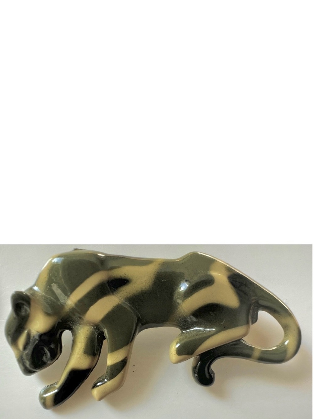 Unisex Vintage Panther Brooch Green Enamel Heavy Metal Lapel Pin